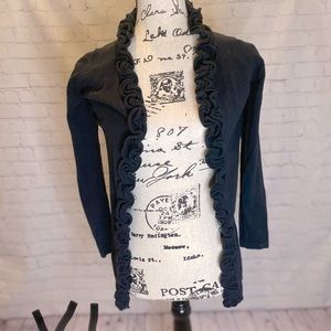 Navy ruffled cardigan